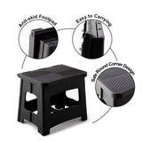 Folding Step Stool - Non-Slip - Black - 9" - 300 lb Capacity