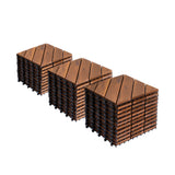 Acacia Wood Interlocking Deck Tiles 12x12" Diagonal Pattern