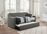 Daybed with Trundle Wood Tufted Dark Gray