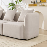 Sofa L-Shape Modular Velvet Beige 4-Seat Pocket Spring 118in