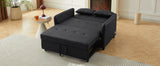 Convertible Sleeper Sofa Bed Loveseat Black PU Leather USB Ports