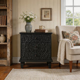 Solid Wood End Table Black
