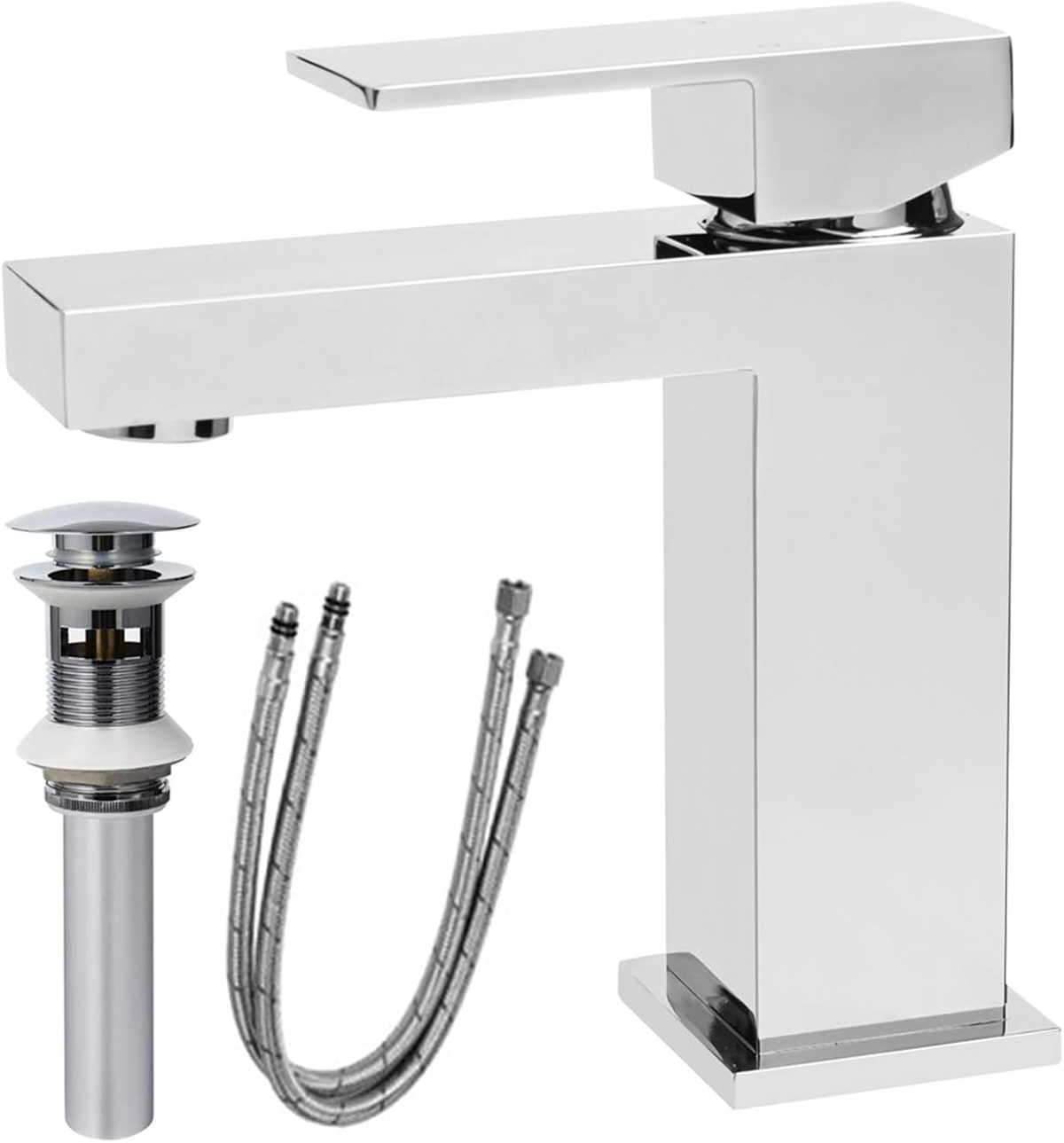 Modern Chrome Bathroom Faucet, Single Hole Bathroom Faucet