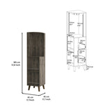 Corner Bar Cabinet - Dark Brown - Drawer, Shelves & Cup Rack