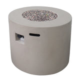 Light Grey Magnesium Oxide 31 in Round Fire Pit with 40,000 BTU for Patio Use