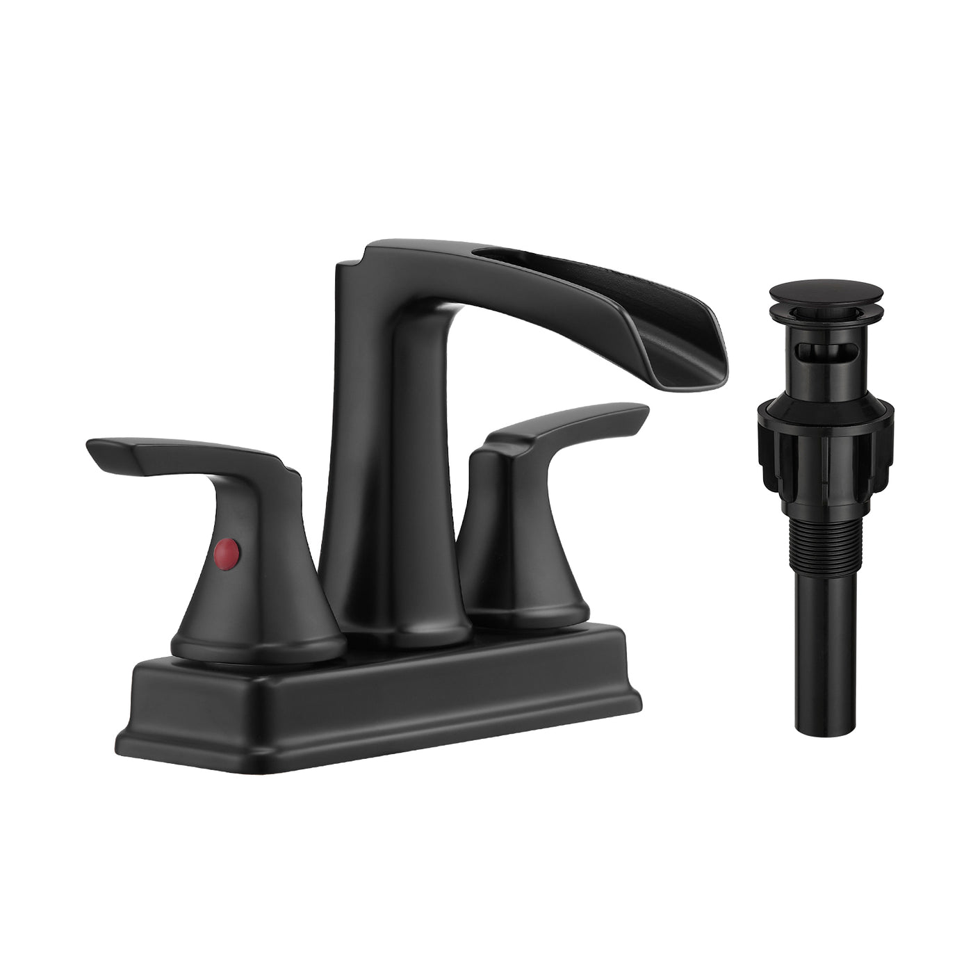 Matte Black 4" Centerset Waterfall Bathroom Faucet 2 Handle