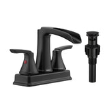 Matte Black 4" Centerset Waterfall Bathroom Faucet 2 Handle