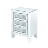 Mirrored Accent Table - Faux Diamond Inlay - Three Drawers