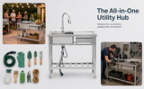 Utility Sink with Faucet, Stainless Steel, Single Bowl with a Storage Drawer