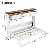 White Twin Size Murphy Bed with 3 Drawers, LVL + MDF Frame, 85.6''L x 15.1''W x 60.5''H