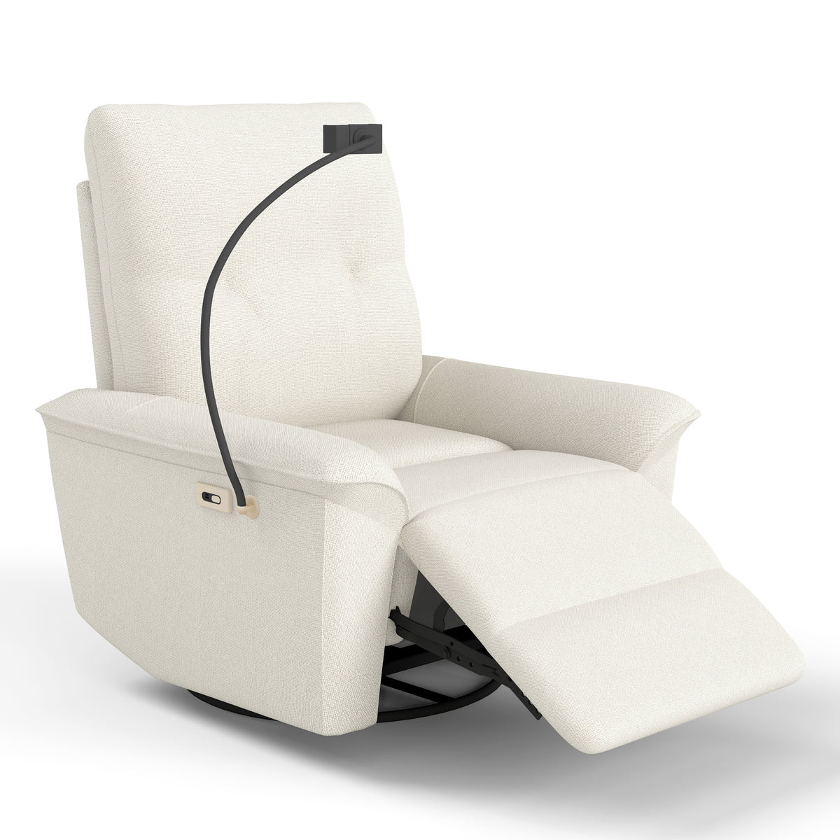 Velvet Recliner Swivel Power Beige