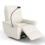 Velvet Recliner Swivel Power Beige