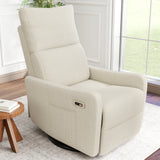 Velvet Recliner Swivel Power Beige