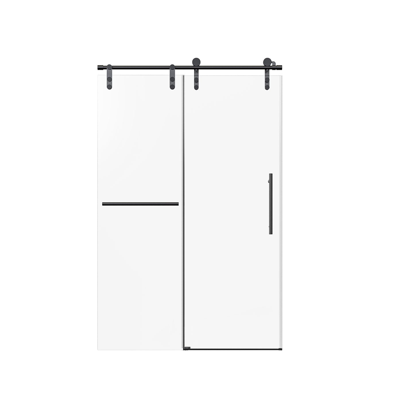 Frameless Single Sliding Shower Door Matte Black 46-48"W x 76"H