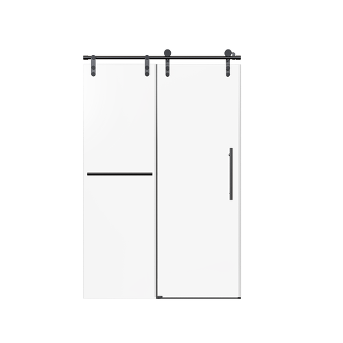Frameless Single Sliding Shower Door Matte Black 46-48"W x 76"H