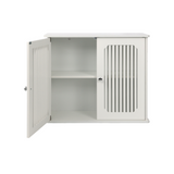 White Louvered Double-Door Wall-Mounted Bathroom Cabinet