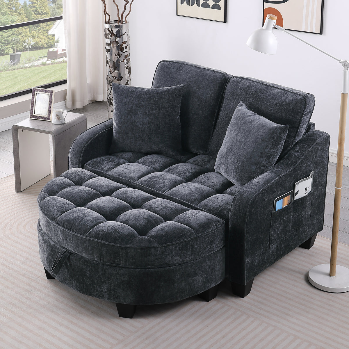 Foam Chaise Sofa Black