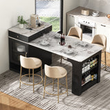 K&K 59.5' Kitchen Island with Extendable Dining Table, Kitchen Storage Table wit