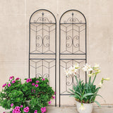 Black Metal Garden Trellis 71" x 19.7" Rustproof Iron Frame