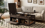 U-Can Lift-Top Coffee Table Hidden Compartment Brown