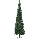 HOMCOM 7.5 Foot Pencil Artificial Christmas Tree, Slim Pine Needles Xmas Tree wi