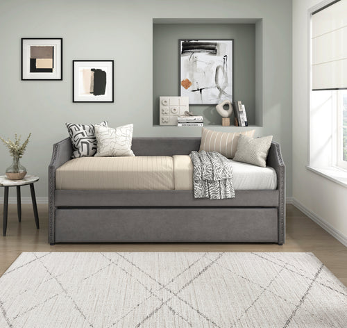 Daybed with Trundle Wood Dark Gray