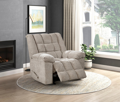 Light Brown Chenille Rocking Recliner Chair