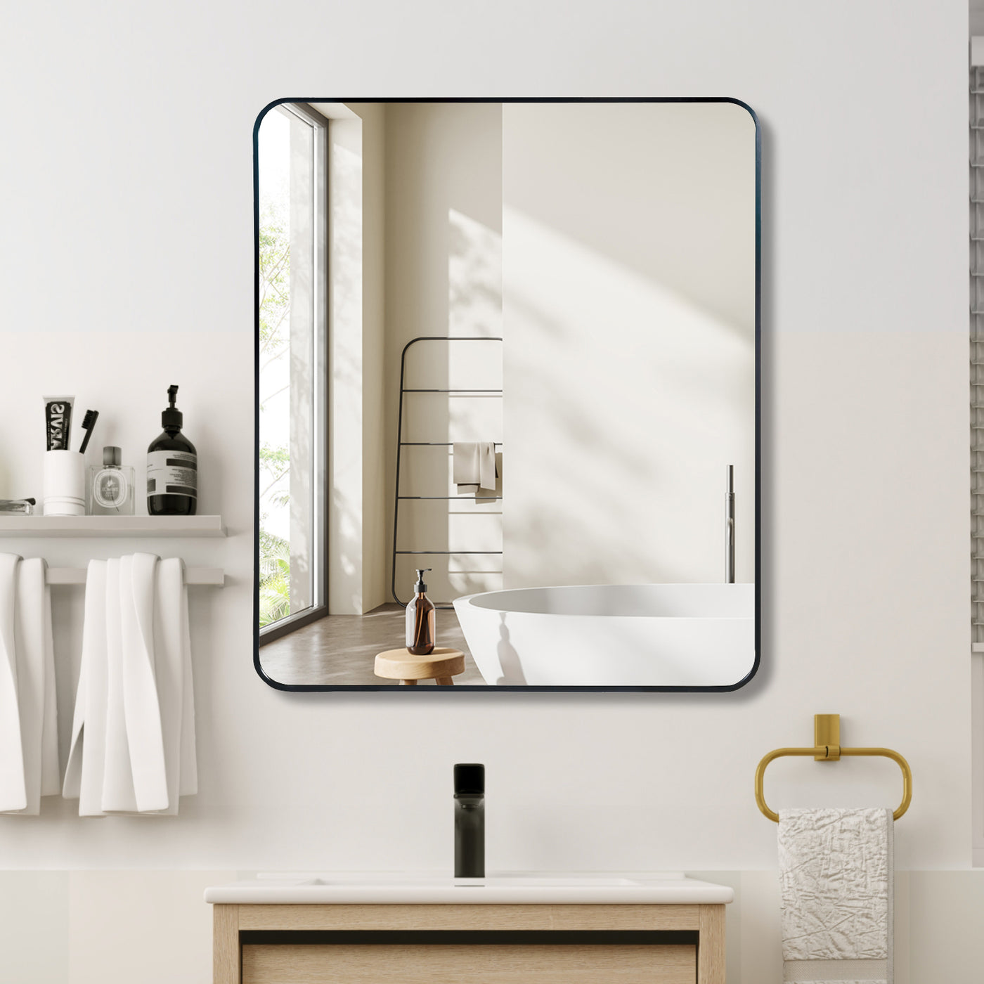 Black 30" x 36" Rectangular Bathroom Wall Mirror