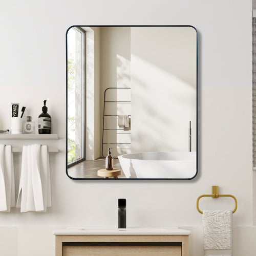 Black 30" x 36" Rectangular Bathroom Wall Mirror