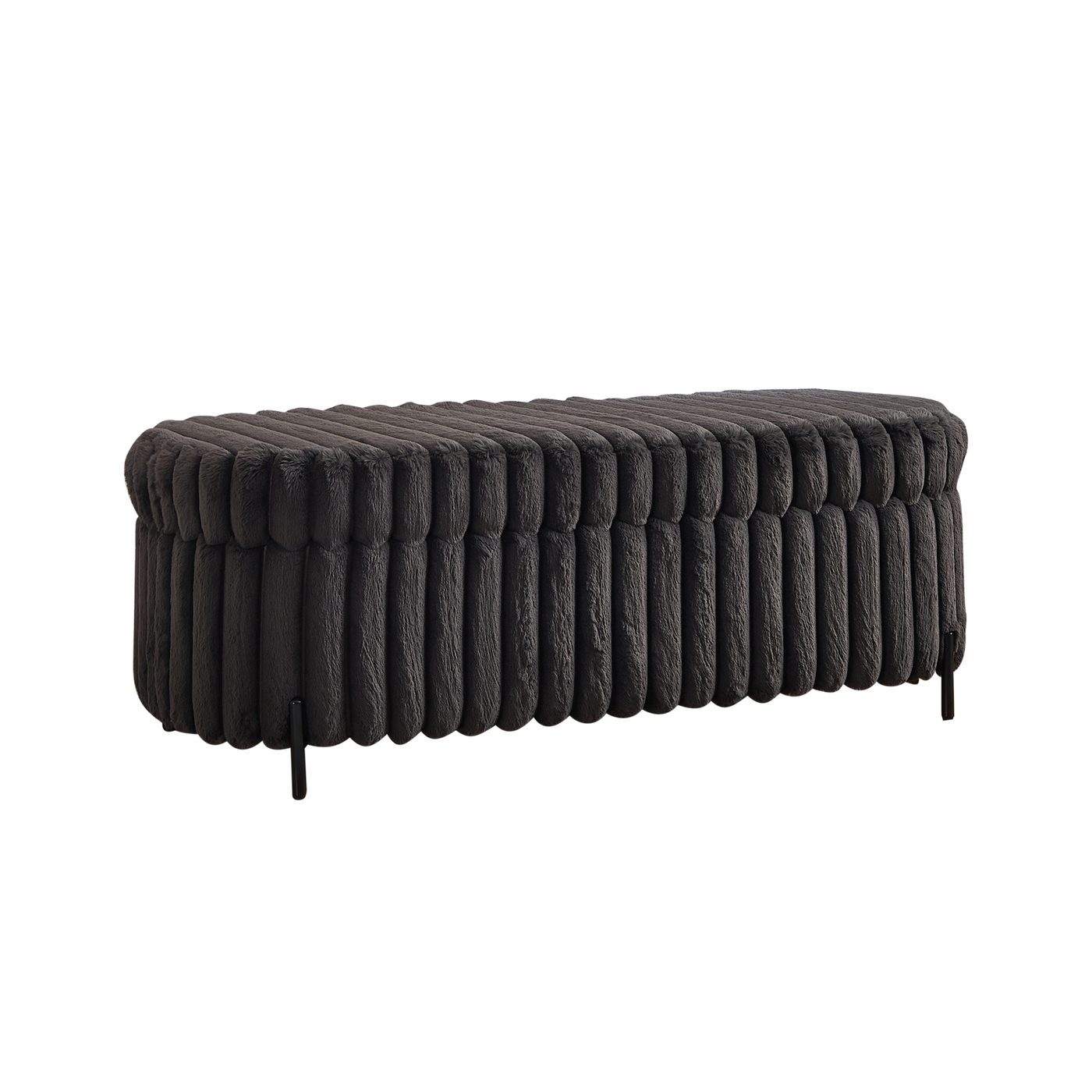 Charcoal Faux Fur Flip Top Storage Bench 49.2" Wide Foot Rest