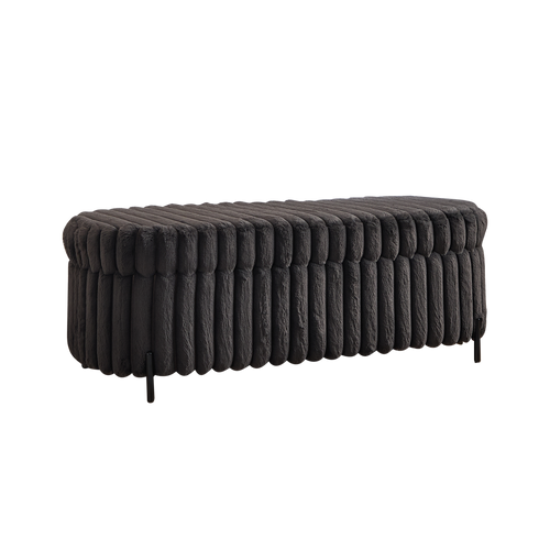 Charcoal Faux Fur Flip Top Storage Bench 49.2" Wide Foot Rest