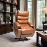 Power Lift Faux Leather Lift Recliner with Massage Brown