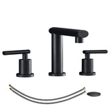 Matte Black 8" Widespread Waterfall Bathroom Faucet 3-Hole
