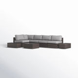 Outdoor Sectional Set HDPE Wicker Espresso 8 Piece Seats 4