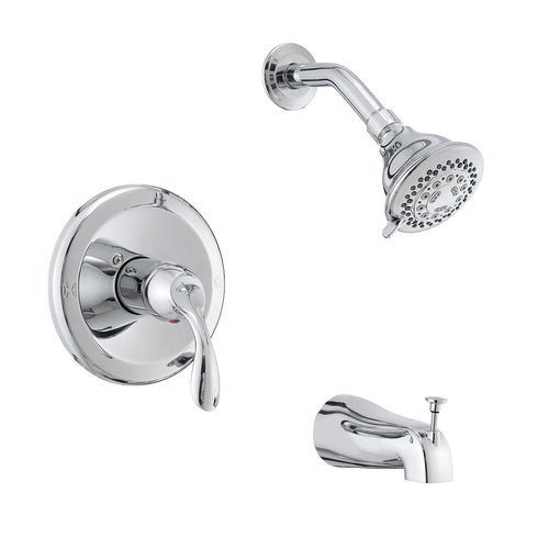 Chrome Bathroom Shower Faucet Set with Rain Head & Tub Spout