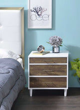 Laurel White Weathered Oak Finish Accent Table