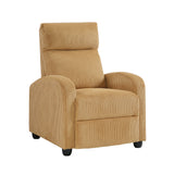 Yellow Corduroy Push Back Recliner Chair Solid Wood