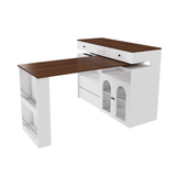 Kitchen Island with Extendable & Rotating Table, MDF with Walnut Veneer Retro De