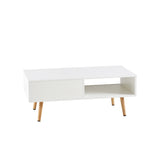 Solid Wood Coffee Table with Storage White