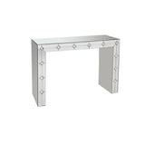 Mirrored Console Table - Faux Rhinestone Inlay - Sled Base - Assembled