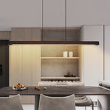 Modern LED Pendant Light - Walnut Wood - 51" with Remote