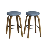 Set of 2 Fabric Bar Stool Swivel Blue