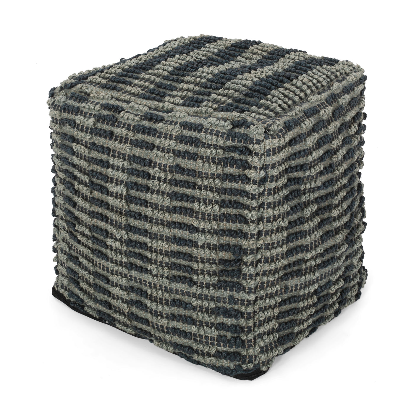 Teal Blue Fabric Square Pouf Ottoman Floor Cushion 16x16x16