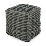 Teal Blue Fabric Square Pouf Ottoman Floor Cushion 16x16x16