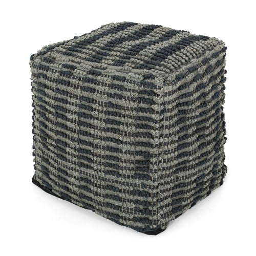 Teal Blue Fabric Square Pouf Ottoman Floor Cushion 16x16x16