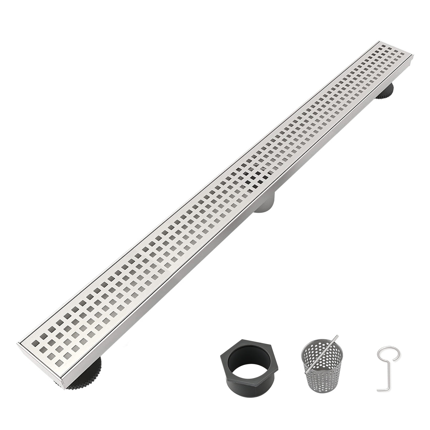 28" Linear Shower Drain 304 Stainless Steel Quadrato Grate