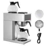 12 Cup Commercial Drip Coffee Maker Stainless Steel 2 Carafes