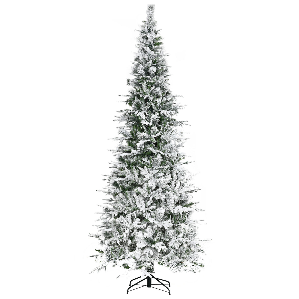 HOMCOM 9' Unlit Snow Flocked Pine Artificial Christmas Tree with Realistic Branc