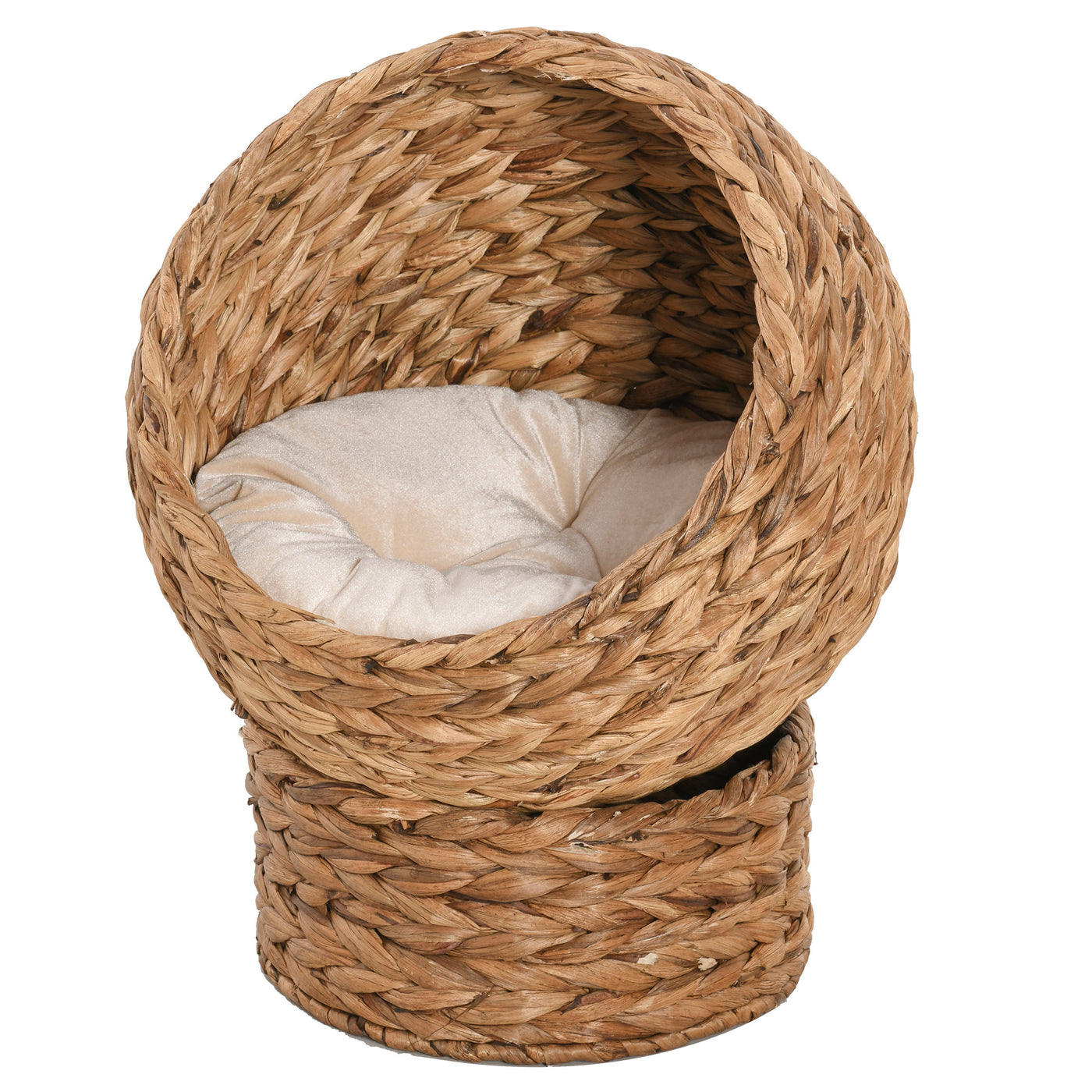 Elevated Wicker Cat Bed with Cushion, 23.5" H Brown