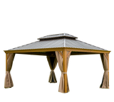 12'x16' Hardtop Gazebo Aluminum Wood Grain Patio Deck